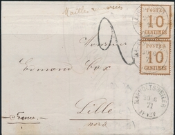 LAC TIMBRES D'ALS-LOR SUR LETTRE (1870-71) - LAC - N°5b - Paire - Burelage Renversé - Obl. Rappoltsweiler - 20/6/71 + Ta - Autres & Non Classés