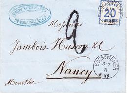 LAC TAXE FRANCAISE - TAMPON 2 NOIR - LAC - N°6 - Obl. Buchsweiler - 3/7/71 - Pr Nancy - TB - Covers & Documents