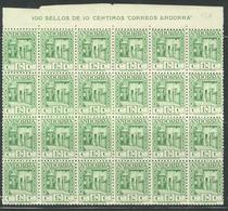 ** TIMBRES POSTE - ** - N°17B - 10c Vert - Bloc De 24 - BDF - TB - Ungebraucht