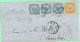 O EMISSIONS GENERALES - O - N°3, 4x3 - Lettre Incomplète De La Guadeloupe - Du 10/12/1870 - Pr Nantes - TB - Eagle And Crown