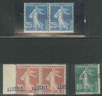 **/* ALGERIE - VARIETES - **/* - N°9, 13 Et 14 En Paire - Surch. "ALGERIE" Décalée - TB - Vide