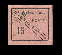 * GABON - * - N°14 - 15c Noir S/rose - Signé Calves - TB - Other & Unclassified