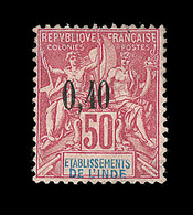 * INDE FRANCAISE - * - N°23 - 0,40 S/50c Rose - Signé Calves - TB - Sonstige & Ohne Zuordnung