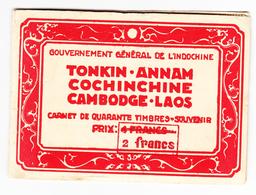 ** INDOCHINE - DIVERS - ** - Carnet De 40 T. Souvenir (Vignettes) Du Tonkin, Annam, Cochinchine, Cambodge, Laos - B/TB - Altri & Non Classificati