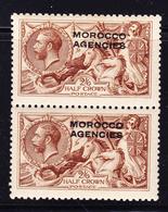 ** MAROC ESPAGNOL - BUR. ANGLAIS - TOUS LES BUREAUX - ** - N°17A - 2/6 Brun - Paire Vertic. - TB - Spanish Morocco