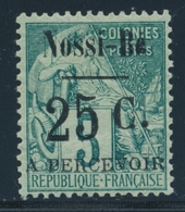 * NOSSI-BE - TIMBRES TAXE  - * - N°14 - 25c S/5c Vert - Signé A. Brun - TB - Autres & Non Classés