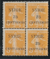 **/* SYRIE - **/* - N°106a - 25c S/5c - Bloc De 4 - 1 Ex Sans Le Chiffre "25" - TB - Other & Unclassified