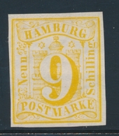 * HAMBOURG - * - N°7 - 9s. Jaune - TB - Hamburg (Amburgo)