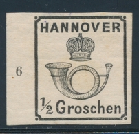 * HANOVRE - * - N°16 - ½ G. Noir - Bdf - Avec N°6 - Pelurage Marge Sup. Sinon Superbe - Hanover