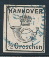 O HANOVRE - O - N°16 - ½ G. Noir - Bdf -obl Bleue - TB - Hanover