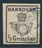 O HANOVRE - O - N°16 - ½ G. Noir - Bdf -obl Bleue - Signé Georger - TB - Hanover