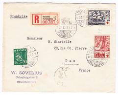 L FINLANDE - L - N°146A, 190/91 (Croix-Rouge) - S/Pli Rec - Obl. Helsinki - 22/10/37 - Pr DAX - TB - Usati