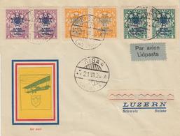 L LETTONIE - L - N°106/08 - En Paire - Obl. Riga - 21/7/28 - Pour Luzern - TB - Lettland