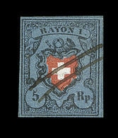 O SUISSE - Références SBK (N°YVERT-TELLIER) - O - N°15 Type II (N°14) - Margé - Obl. Plume - 1843-1852 Timbres Cantonaux Et  Fédéraux