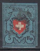 O SUISSE - Références SBK (N°YVERT-TELLIER) - O - N°15 Type II (N°14) - Un Angle Touché - Signé North - 1843-1852 Federal & Cantonal Stamps