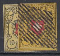 O SUISSE - Références SBK (N°YVERT-TELLIER) - O - N°16 II (N°15), N°16 IIa (N°15A) -signé A. Brun - TB - 1843-1852 Federale & Kantonnale Postzegels
