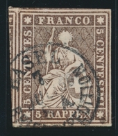 O SUISSE - Références SBK (N°YVERT-TELLIER) - O - N°22 B2 V - Obl. Basel - Léger Clair - Signé Herrmann - Cote 50FS - TB - 1843-1852 Federal & Cantonal Stamps