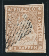 O SUISSE - Références SBK (N°YVERT-TELLIER) - O - N°22c - 5r Brun Orange - Obl. Grille - Certif. Photo Herrmann - Cote 2 - 1843-1852 Federal & Cantonal Stamps