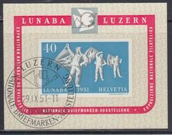 O SUISSE - BLOCS FEUILLETS  - O - N°14 - Lunaba 1951 - Obl. 29/9/51 - TB - Blocks & Kleinbögen