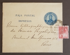 1907 Argentina, Faja Postal Impresos, Cover Hand Made, Buenos Aires-Paris France - Brieven En Documenten