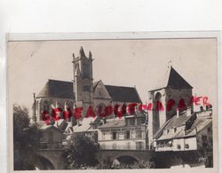 77- MORET SUR LOING- MAISON SAUVE - PORTE DE BOURGOGNE ET L' EGLISE -EPICERIE MERCERIE ARTICLES DE PECHE  CARTE PHOTO - Moret Sur Loing