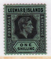 Leeward Islands 1938 George VI  1/- Black And Emerald Single Definitive Stamp. - Leeward  Islands