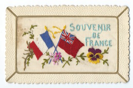 CARTE BRODEE MILITAIRE  Souvenir De Françe - Brodées