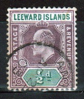 Leeward Islands 1902 Edward VII  ½d Dull Purple And Green Single Definitive Stamp. - Leeward  Islands