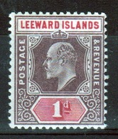 Leeward Islands 1902 Edward VII  1d Dull Purple And Carmine Single Definitive Stamp. - Leeward  Islands