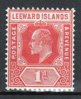 Leeward Islands 1907 Edward VII 1d Bright Red Single Definitive Stamp. - Leeward  Islands