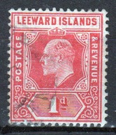 Leeward Islands 1907 Edward VII 1d Bright Red Single Definitive Stamp. - Leeward  Islands