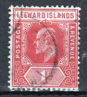 Leeward Islands 1907 Edward VII 1d Bright Red Single Definitive Stamp. - Leeward  Islands