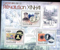 TOGO 2016 SUN YAT SEN XINHAI REVOLUTION COINS ON STAMPS PERF 3V SHEET  S12560-9 - Monete