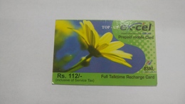 India-BSNL-ex-cel Recharge Card-(14b)-(rs.112)-(30.9.2008)-prepiad Card-used+1 Card Prepiad Free - Inde