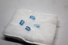 4380 - 4 Gemme Di Topazio Blu Ct. 4.32 - Certificato Autenticità Italiano - Topaz