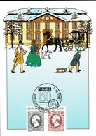 1992:150 Ans Post Luxembourg, Timbre 40F, Carte Illustration, 2Scans - Herdenkingskaarten