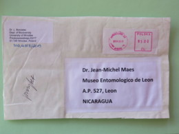 Poland 2013 Front Of Cover To Nicaragua - Machine Label Franking - Lettres & Documents