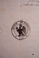 FLASSANS SUR ISSOLE  -  CACHET DE LA MAIRIE EN 1808  -et CACHET  EMPIRE FRANCAIS  50 - ( Signature Du Maire De L'époque) - Gebührenstempel, Impoststempel