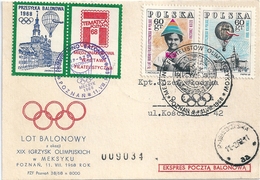 B2704 Poland Polska SPM Olympic 1968 Philately Balloon Transport Post - Globos