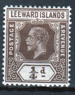 Leeward Islands 1921 Edward VII ¼d Brown Single Definitive Stamp. - Leeward  Islands