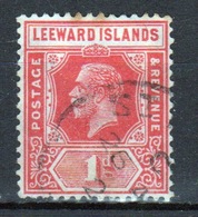 Leeward Islands 1921 Edward VII 1d Carmine Red Single Definitive Stamp. - Leeward  Islands