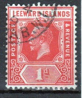 Leeward Islands 1921 Edward VII 1d Carmine Red Single Definitive Stamp. - Leeward  Islands