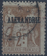 Alexandrie Postes N° 17 2f Sage Bistre Sur Azuré TB Qualité: Obl Cote: 95 € - Used Stamps