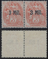 Alexandrie Postes N° 36 +36a 3mill Sur 3c Type I Et II Se Tenant Qualité: (*) Cote:  € - Unused Stamps