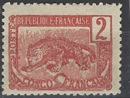 Congo Postes N° 28 B 2c Panthère Erreur De Couleur Brique Et Rose (sgné) Qualité: * Cote: 200 € - Neufs