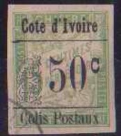 Cote D'Ivoire Colis Postaux N° 5 D 50c Sur 15c Vert-jaune Sans Accent Sur Le "o" TB Signé Reine Qualité: Obl Cote: 45 € - Gebraucht