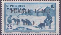 Saint-Pierre Et-Miquelon Postes N° 253 25c Bleu-vert Surchargé FNFL Qualité: ** Cote: 25 € - Neufs