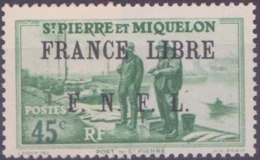 Saint-Pierre Et-Miquelon Postes N° 256 45c Vert Surchargé FNFL Qualité: ** Cote: 30 € - Unused Stamps