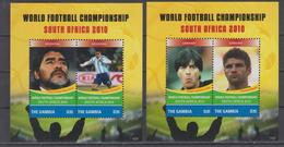 GAMBIA 2010 FOOTBALL WORLD CUP 4 S/SHEETS MARADONA OTAMENDI LOEW MUELLER VAN MARWIJK TABAREZ - 2010 – Sud Africa