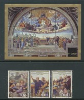 VATIKAN Mi.Nr. 1648-1650, Block 33 00 Jahre Fresko -Disputation Des Allerheiligsten Altarsakraments - Siehe Scan - Used - Oblitérés